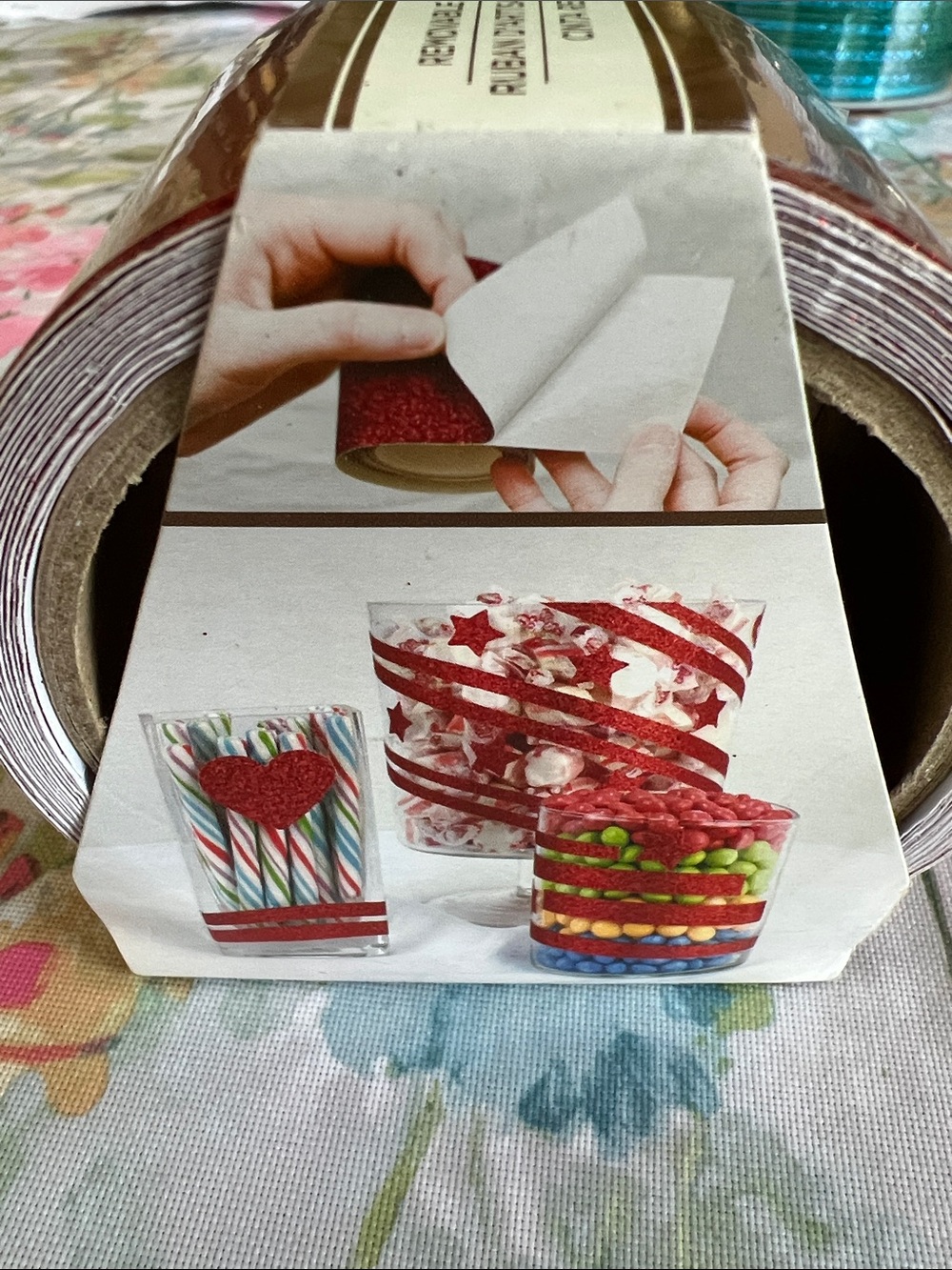 Red Glitter Self-Adhesive Decorative Tape for Party Crafts
